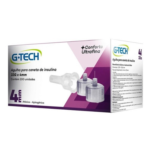 Agulha para caneta de insulina 4mm G-tech