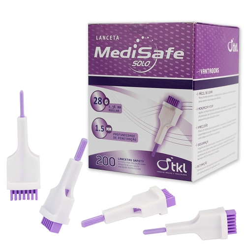 Lanceta Medisafe Solo 28G Roxa com 200UN