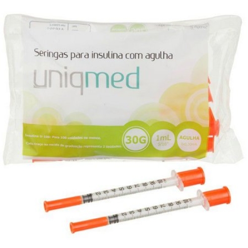 Seringa 1ml Ag 8x0,30mm 10 Unidades Uniqmed